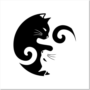 Ying Yang Cats Posters and Art